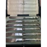 Cased set of Walker & Hall butter knives