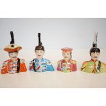 Lorna Bailey set of 4 Beatle head teapots