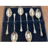 Boxed set of silver teaspoons Birmingham 1906