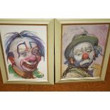 Pair of framed clown prints