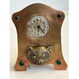 Arts & crafts coper & brass mantle clock - Glass A/F