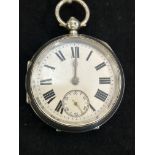 Silver fuse pocket watch with key