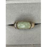 9ct Gold gents ring set with green hard stone poss