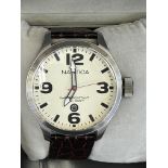 Nautica divers wristwatch with leather strap box,