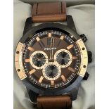 Police chronograph wristwatch with leather strap b