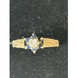 9ct Gold diamond & sapphire ring Size M 1.4g