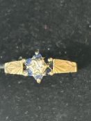 9ct Gold diamond & sapphire ring Size M 1.4g