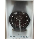 Skagen Denmark titanium wristwatch date app at 3 o