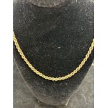 9ct Gold rope chain necklace 6.4g