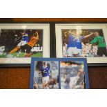 4 Signed Everton photographs - 2 framed & mounted