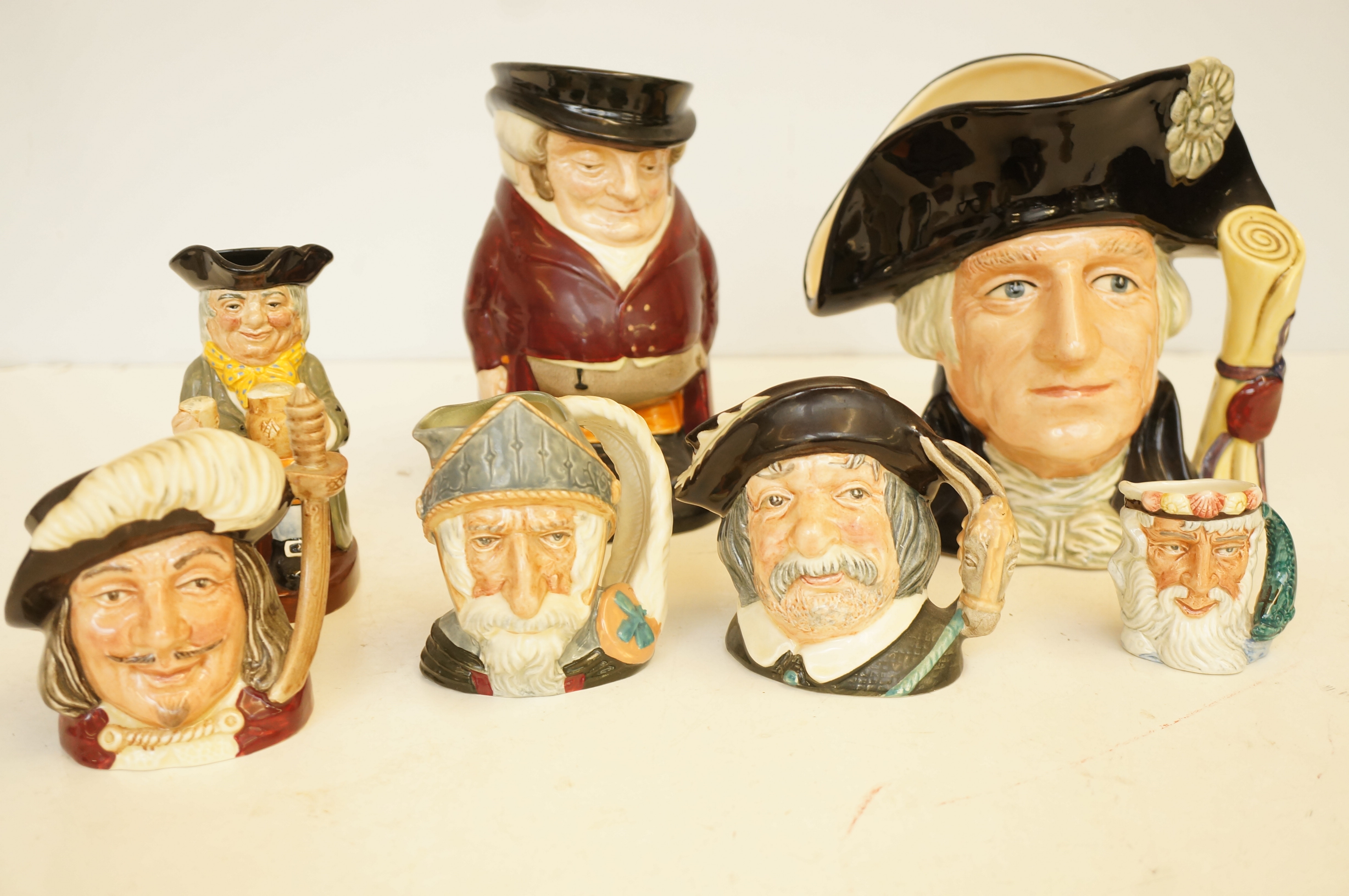 Collection of Royal Dolton character jugs to inclu