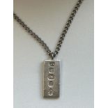 Boxed silver ingot necklace