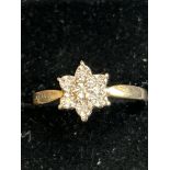 9ct Gold ring set with diamonds 2.1g Size U