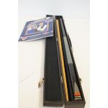 BCE Q sports booked snooker cue together with a pr