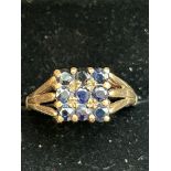 9ct Gold ring set with sapphires Birmingham 2.9g S