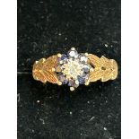 9ct Gold ring set with sapphires & diamonds 2.7g S