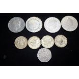 4 Collectable 5 pound coins, 4 collectable 2 pound