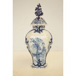 Delf blue & white lidded vase A/F