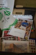 Box of football related items