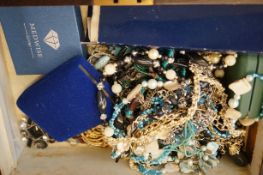 Victorian box & costume jewellery contents