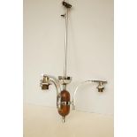 Art deco chrome & wood ceiling light