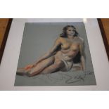 Pastel of a nude lady signed Riley