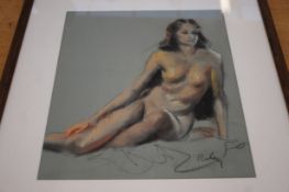 Pastel of a nude lady signed Riley