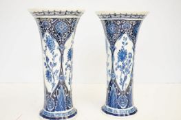 Pair of blue & white vases by Boch Belgium Delf -