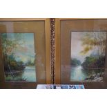 Pair of watercolours signed F Lint - both with pre