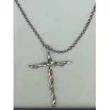 Boxed silver cross & chain