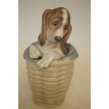 Lladro puppy in basket