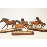 Leonardo collection 3x Resin figures of horses