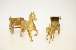 2 brass horse & carriages