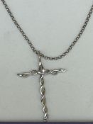 Boxed silver cross & chain
