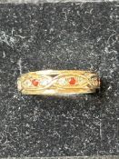 9ct Gold ring set with red & cz stones Birmingham
