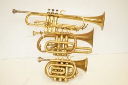 3X Brass trumpets