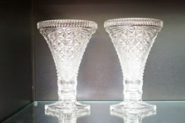 2x Crystal glass vases Height 27 cm