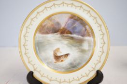 Royal Doulton plate Welsh trout signed Birbeck snr