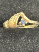 9ct Gold ring set with sapphire Size N