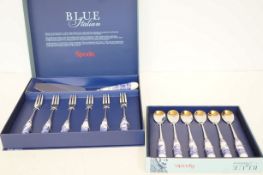 Blue Italian by Spode Box of spoons & cake fork &