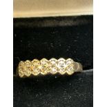 9ct Gold ring set with diamonds Size S 2g