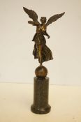 Bronze figure of marble base Height 37 cm