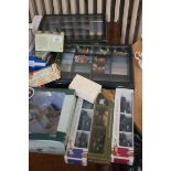 Box of collectable vehicles & 2 display cases