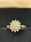 9ct Gold diamond cluster ring Size M 2.2g