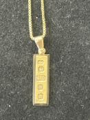 9ct Gold chain & ingot Weight 7g