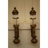 Pair of brass & glass wall lanterns