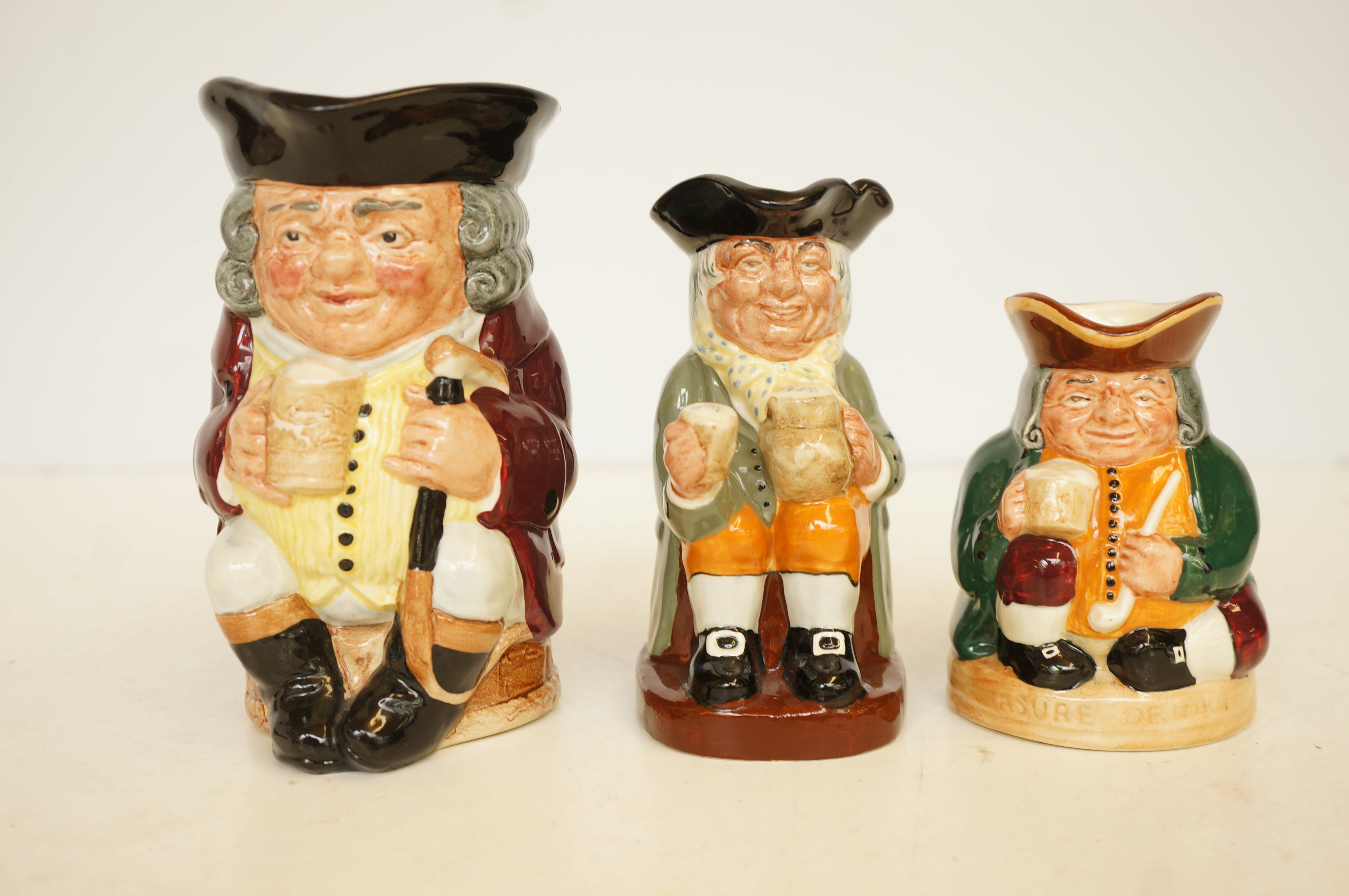 3x Royal Doulton toby jugs Jolly Toby, Happy John