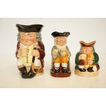 3x Royal Doulton toby jugs Jolly Toby, Happy John