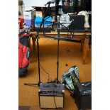 Sherwood amplifier, music stand & microphone with