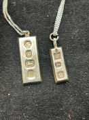 2 Silver ingot necklaces